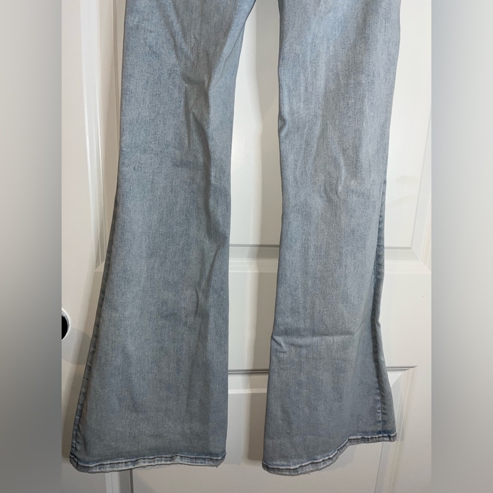 American Eagle 5Button Extreme Flare Bell Bottom AcidWash Distress High Rise Sz0 - Picture 9 of 16